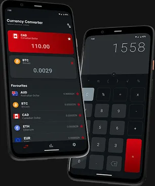 Screenshots of our calculator an currency converter apps