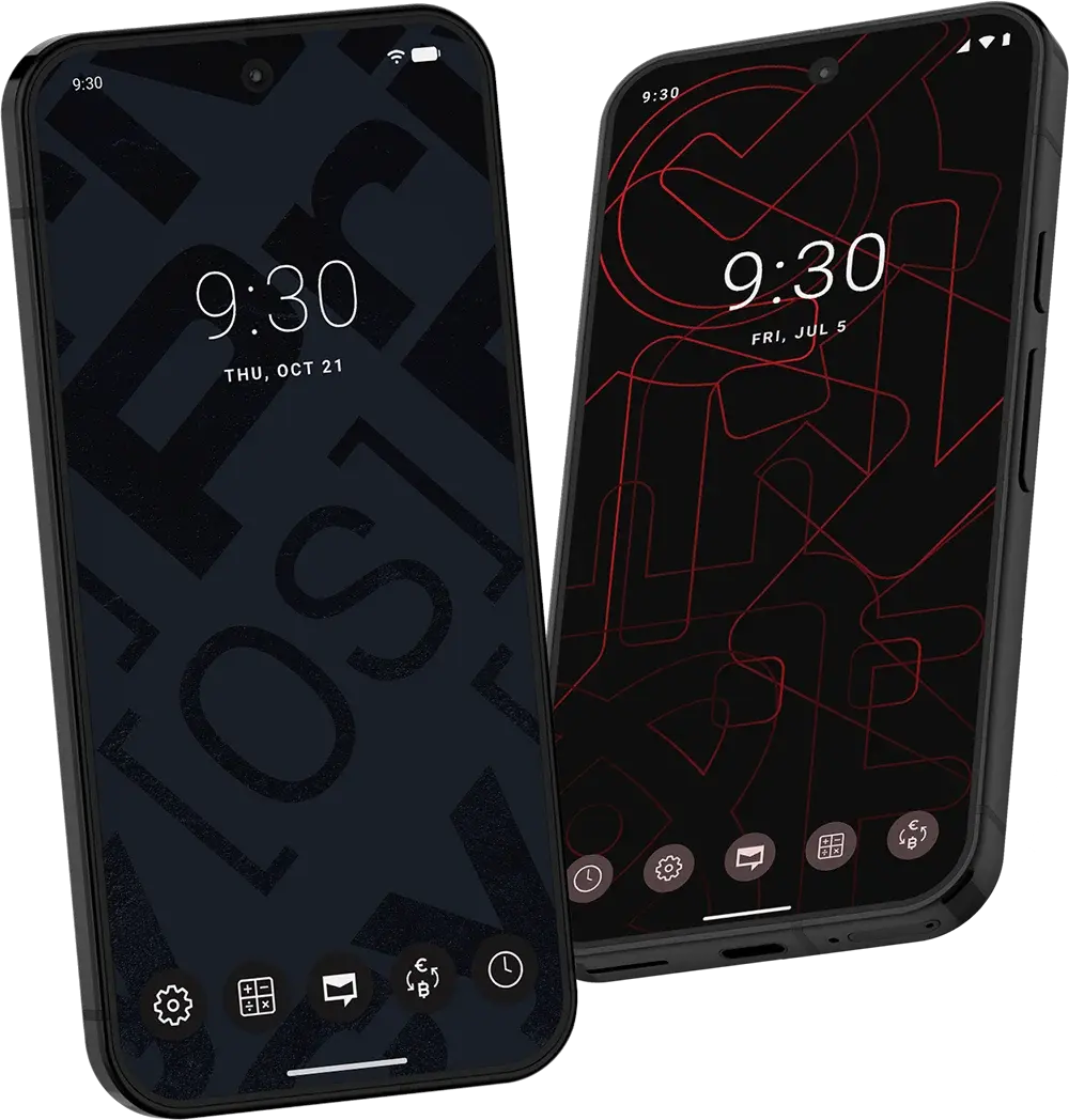 Side-by-side view of two phones with Privacy OS and Renati